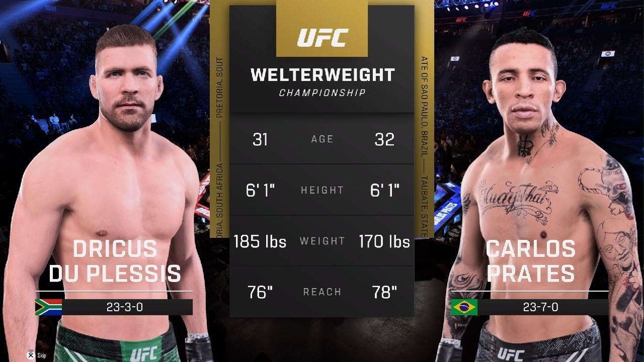 Dricus Du Plessis vs Carlos Prates UFC simulation FIGHT