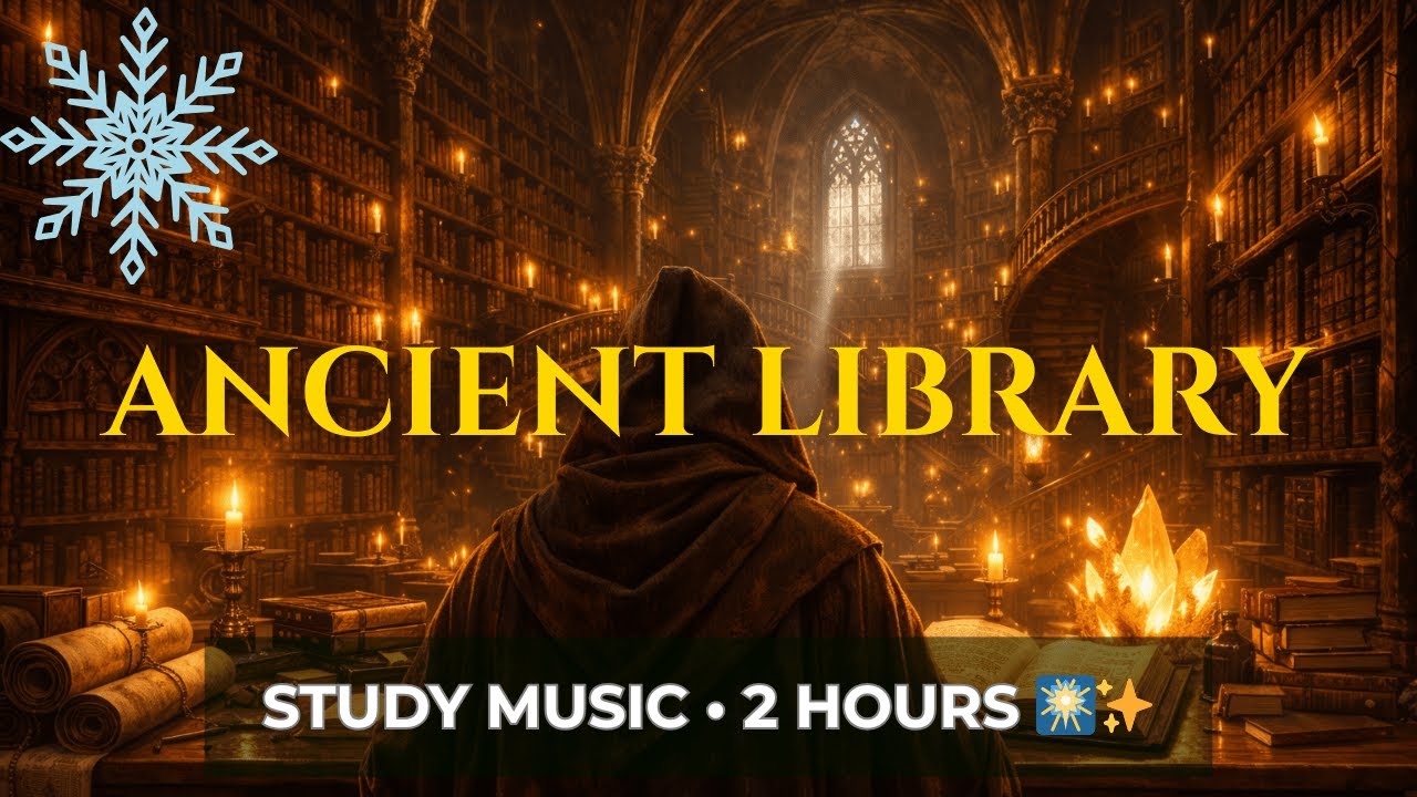Ancient Library Study Music 📚 Medieval Fantasy Ambience for Focus & Concentration (2 Hours)