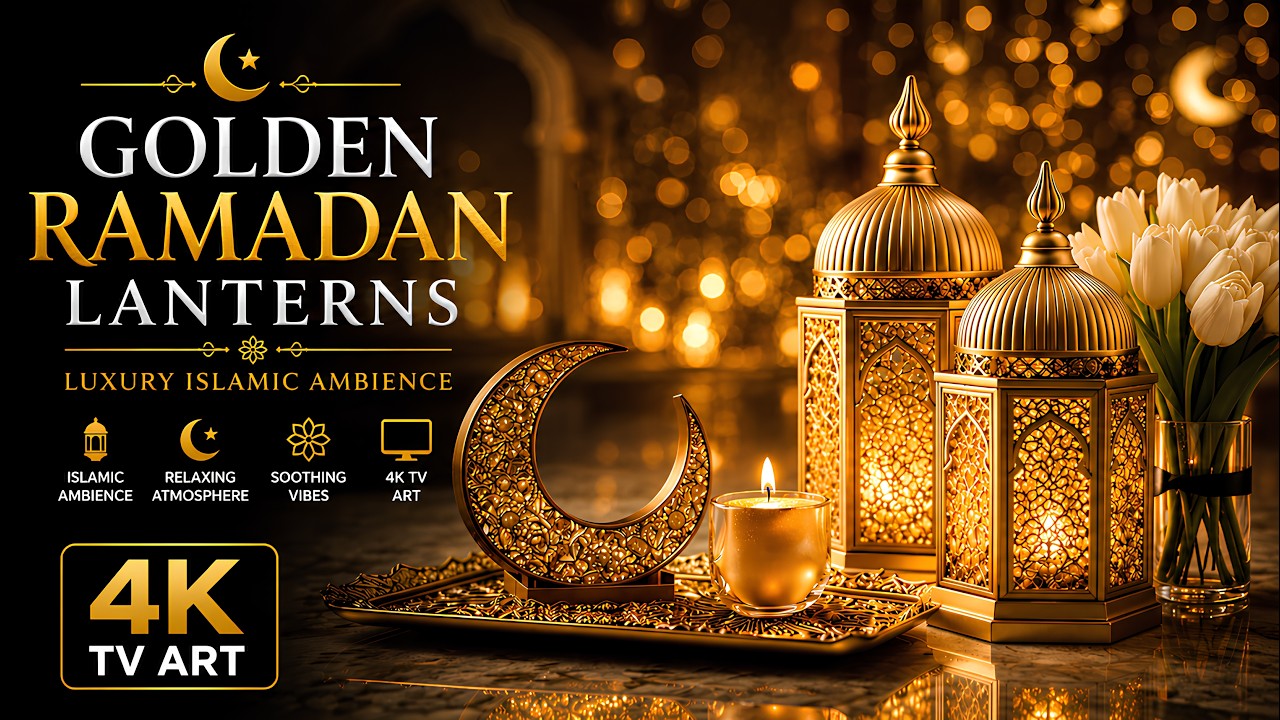 ✨ Golden Ramadan Lanterns 🌙 Luxury Islamic Ambience | Relaxing 4K TV Art