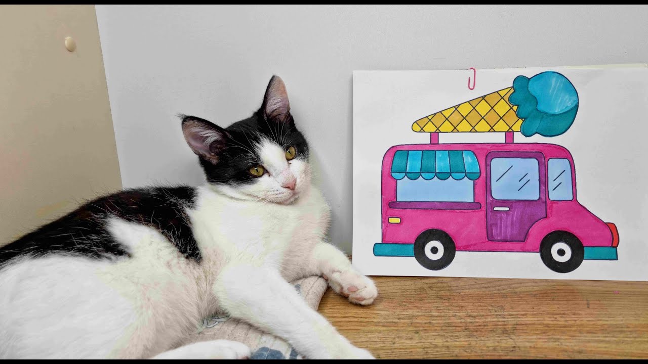 Ice Cream Truck Coloring 🎨🍦 Cute Vehicle Drawing for Kids  Learn Colors