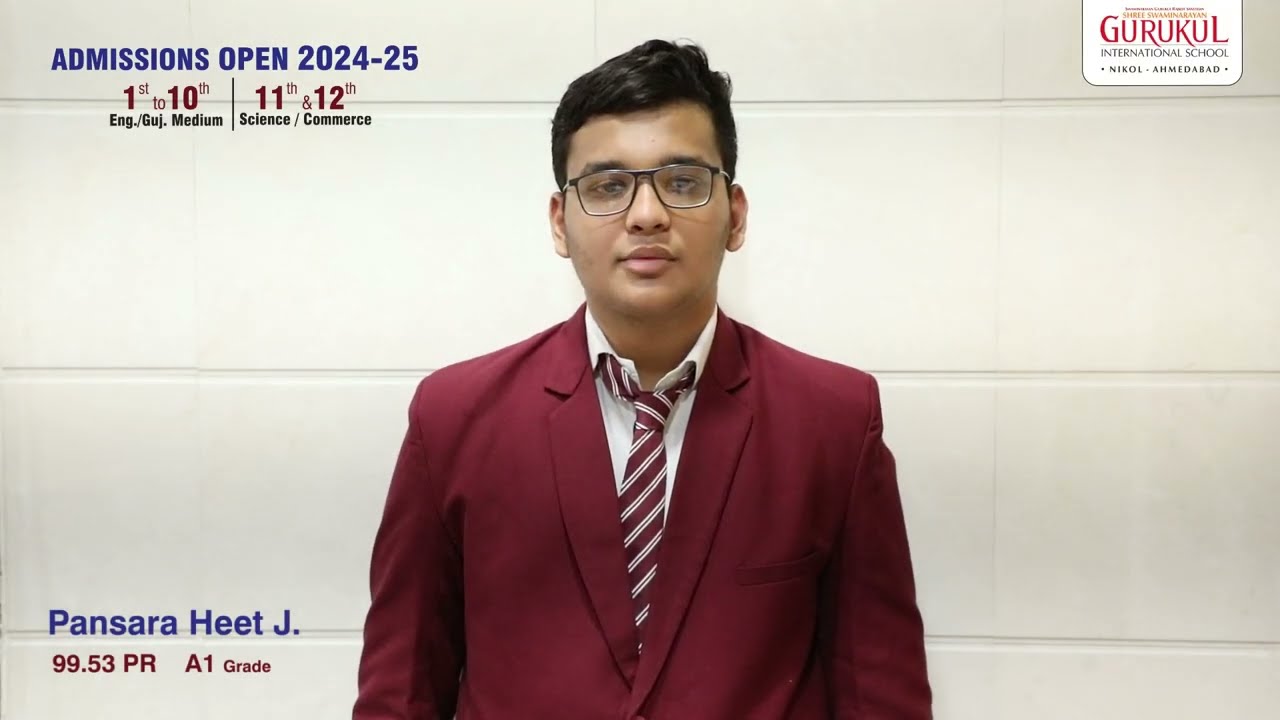 Shree Swaminarayan Gurukul International School - Board Topper - 2023-24 - Pansara Heet