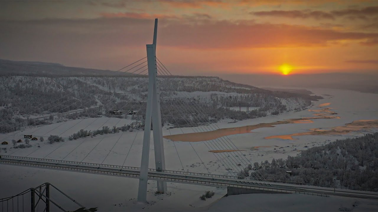 The New Bridge In Tana & Ifjord Mountain - The Beauty Of Finnmark In Sunrise.