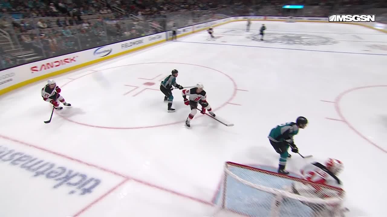 Philipp Kurashev scores a goal against the New Jersey Devils
