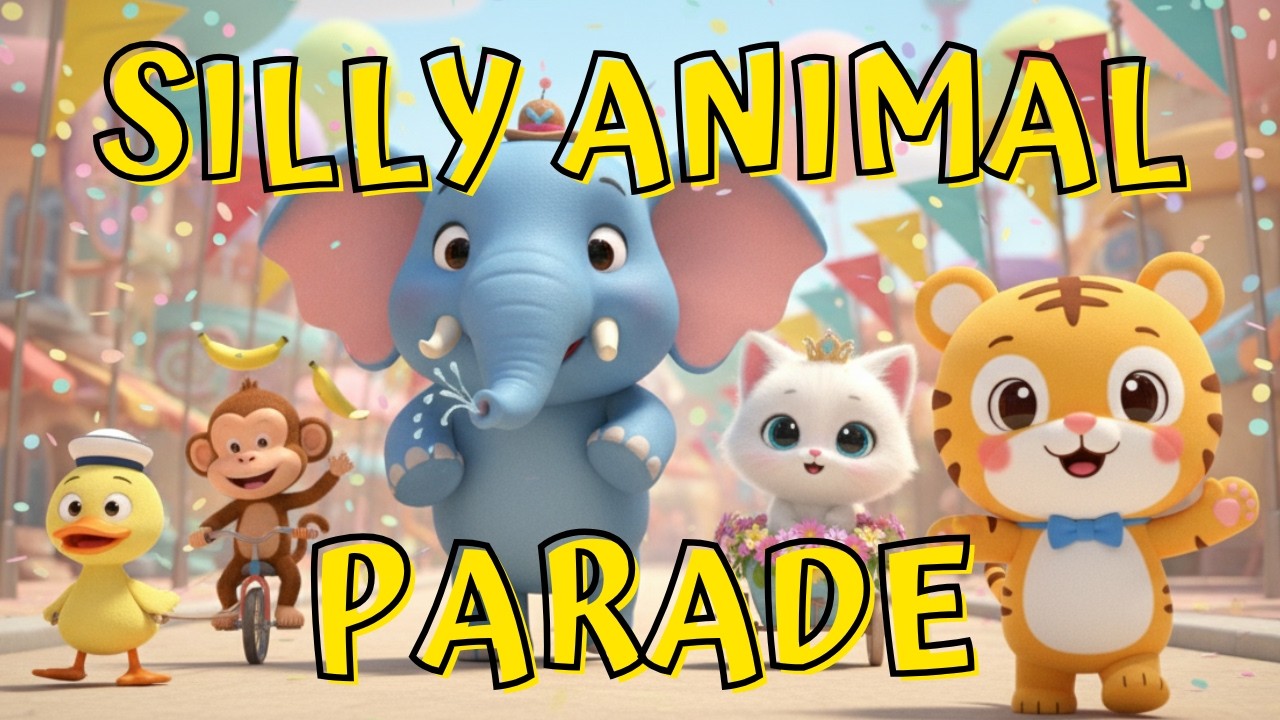 Elephant Tiger Monkey Kitty Duck | Silly Animal Parade Dance | Toddler Sing Along Song