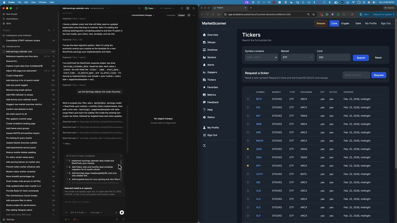 Vibe Coding an Earnings Calendar for the app.stratalerts.com scanner.