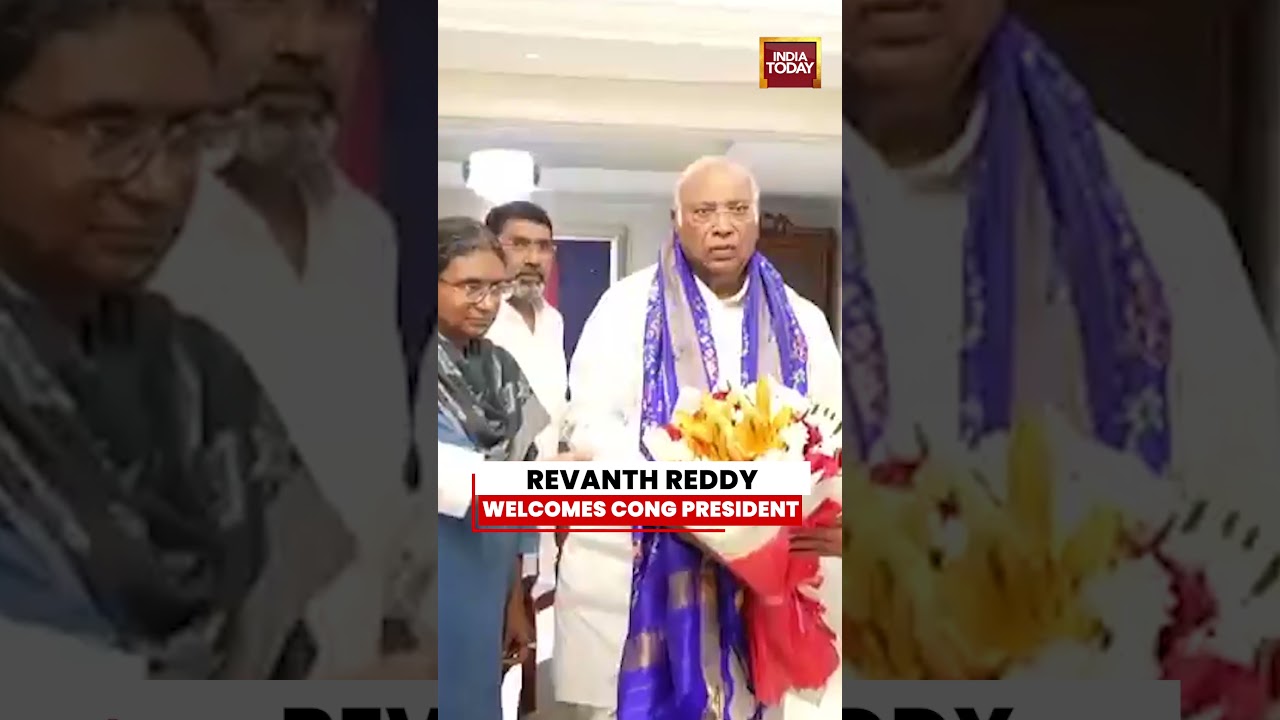 WATCH: Telangana CM Revanth Reddy Receives Congress President Kharge