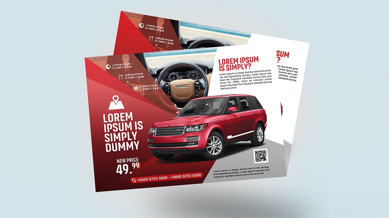 Rent A Car ( Flyer - Postcard ) design | Photoshop Tutorials