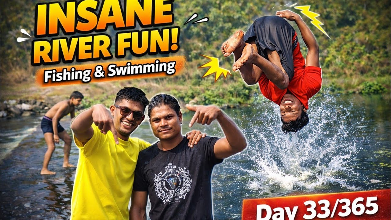 🌊🏊 नदीवर खूप पाणी | Swimming केली नंतर | Village Fishing Part 2 | 33/365