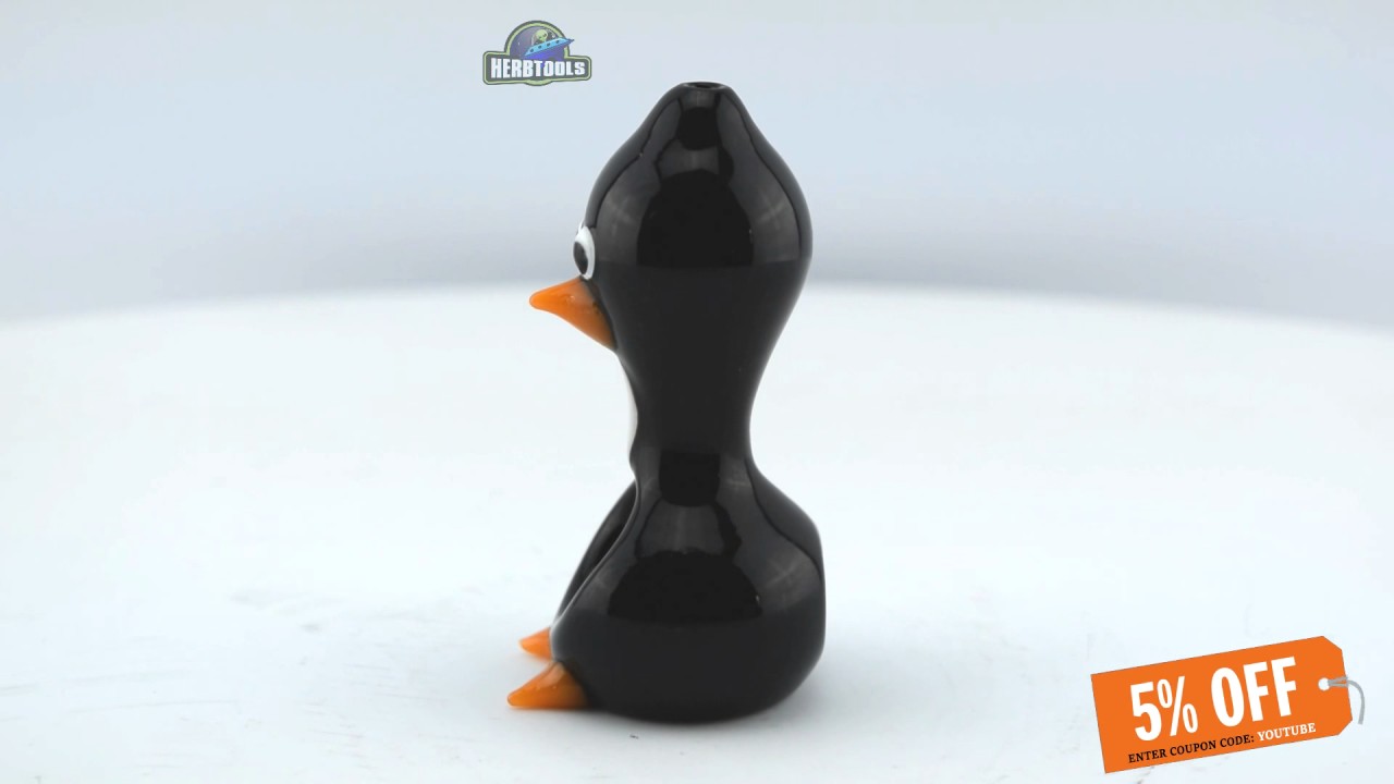 GLASS BLACK PENGUIN PIPE [HD] [HERBTOOLS]