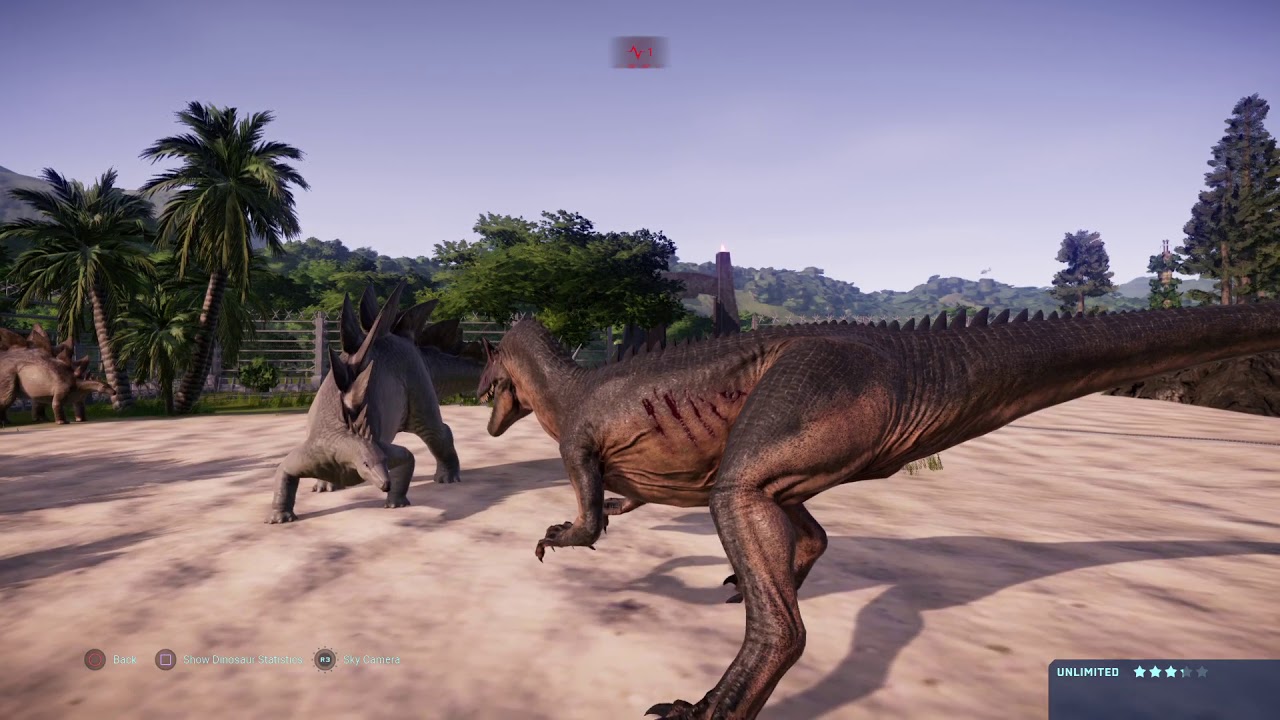 Jurassic World Evolution: Allosaurus vs Stegosaurus herd (Base Genome)