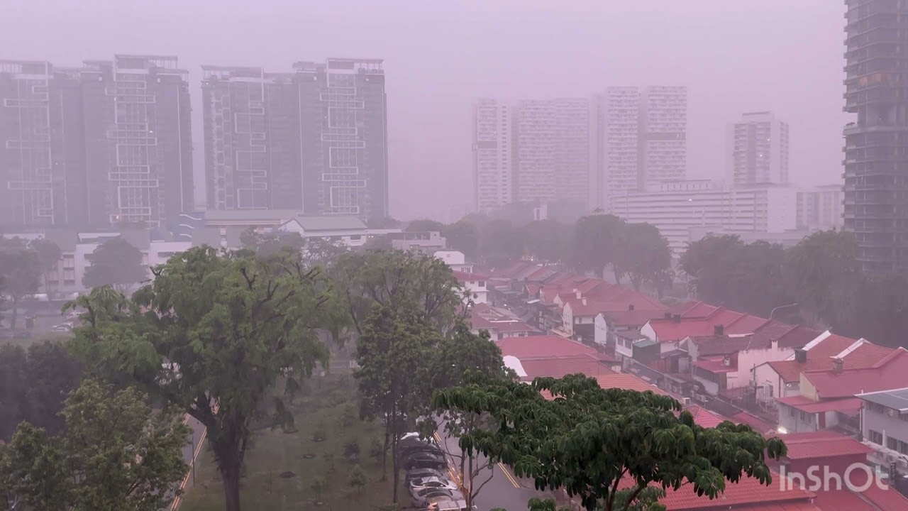 SINGAPORE RAINFALL PART -4|RAINFALL  WITH WONDERFUL THUNDERSTORMS 🌩️ & LIGHTNING ⚡️😊