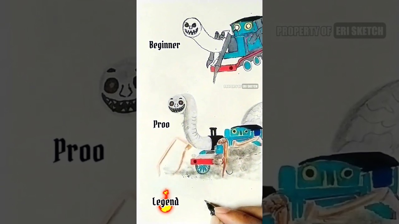 Drawing Thomas The Train Exe different levels 😱😳 #shorts