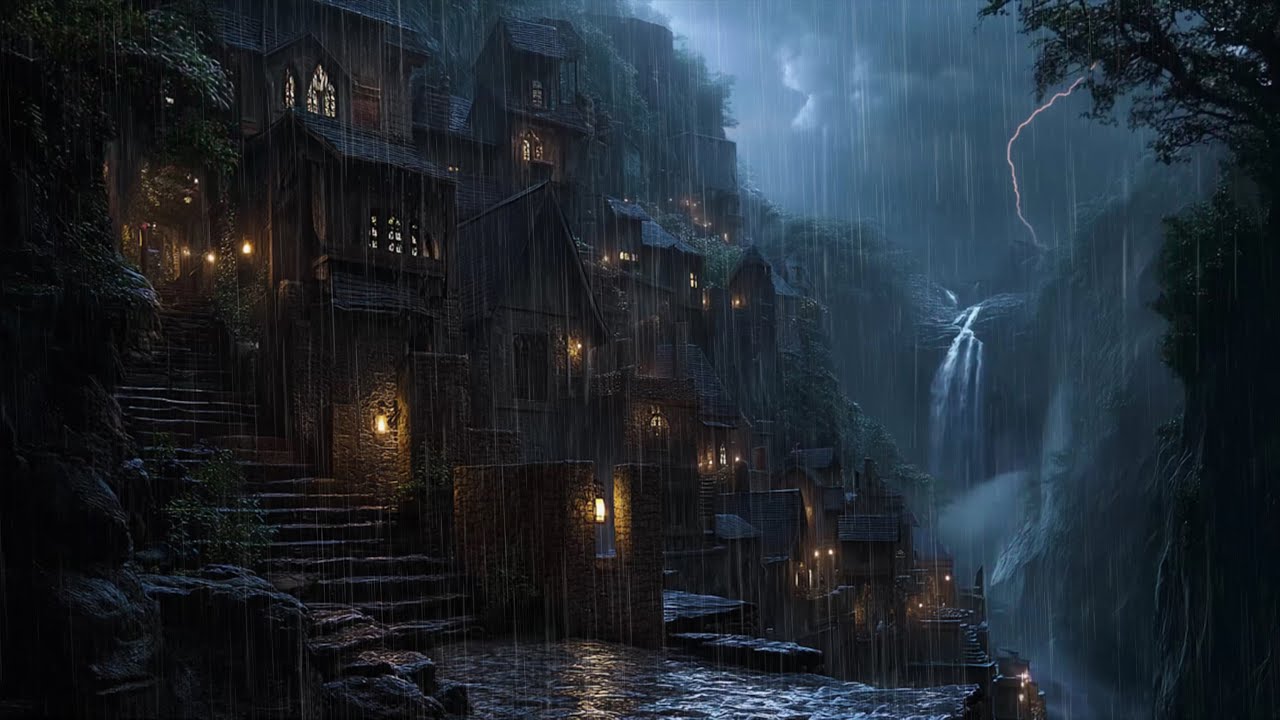🏰 Delve into Relaxation with Rain In Mountain Fantasy Village 🏰 Improve Sleep with Rain