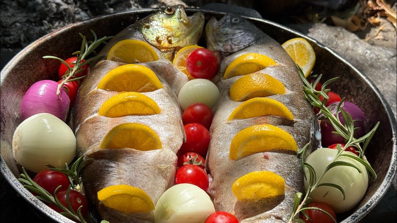 Fish Natural Stone Oven🦈🥖/ASMR Outdoors Cooking🔥