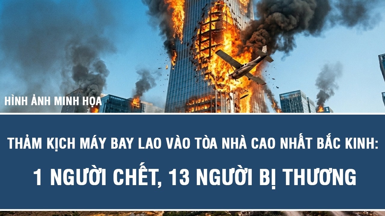 Thảm kịch m&aacute;y bay lao v&agrave;o t&ograve;a nh&agrave; cao nhất Bắc Kinh: 1 người chết, 13 người bị thương