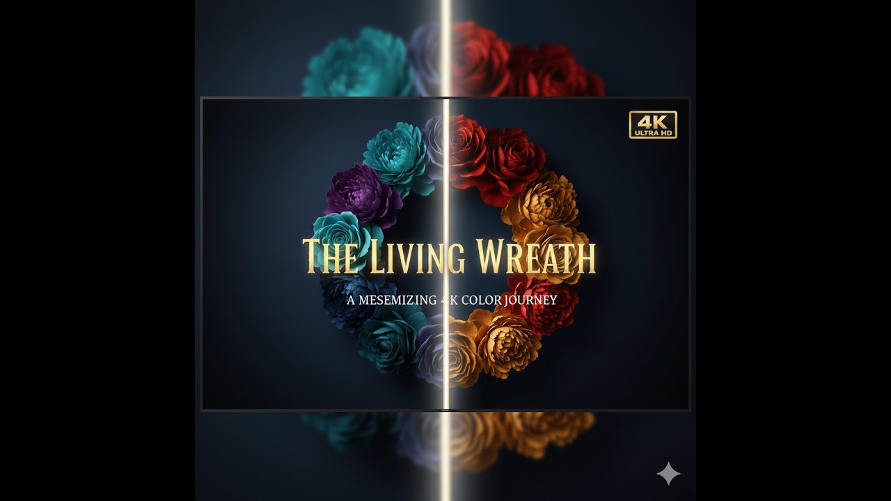 4K Color Shifting Frame TV Art | Teal to Violet Midnight Wreath | 1 Hour Luxury Floral Ambience