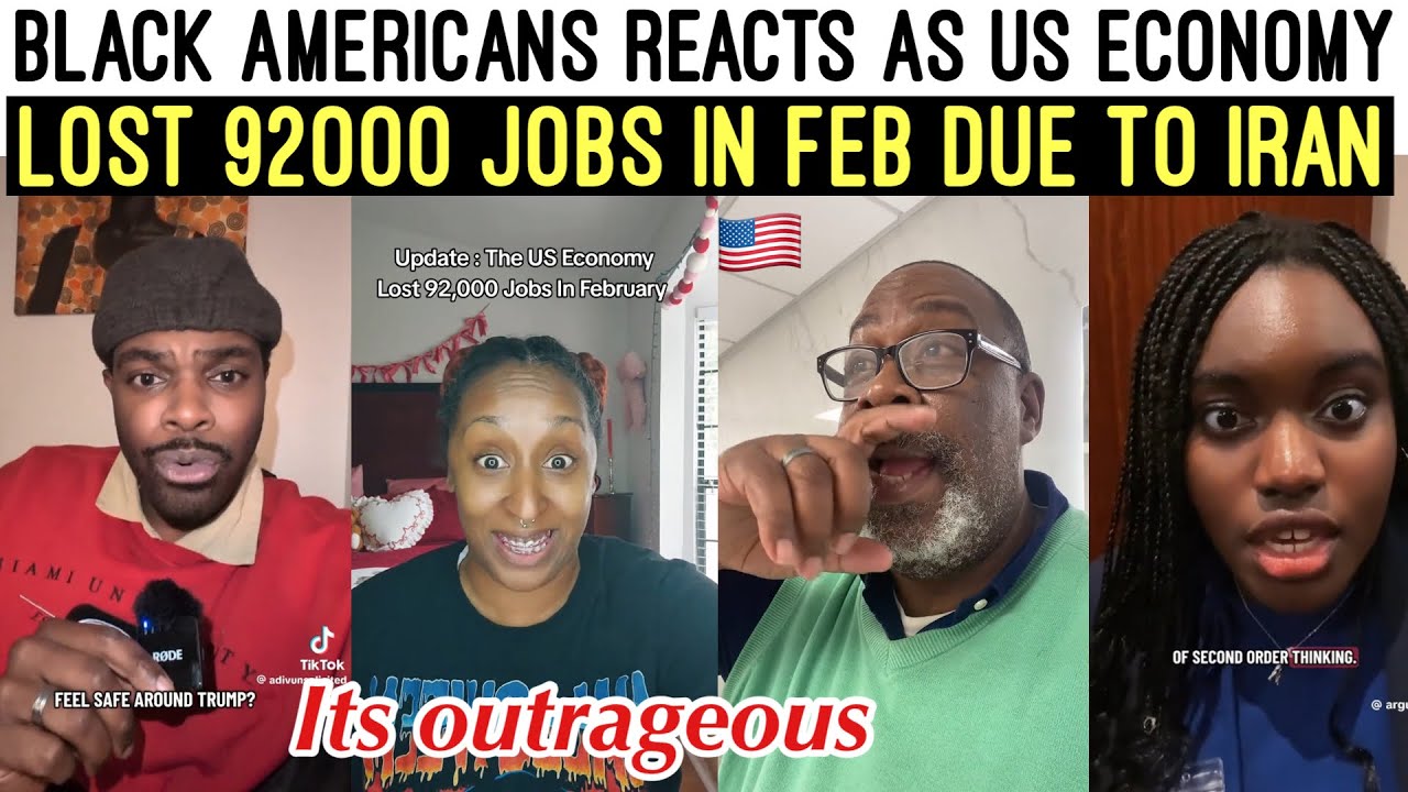 BL🖤CK AMERICANS REACTS 😩 AS US ECONOMY LOST 92000 JOBS IN FEBRUARY DUE TO IRAN 