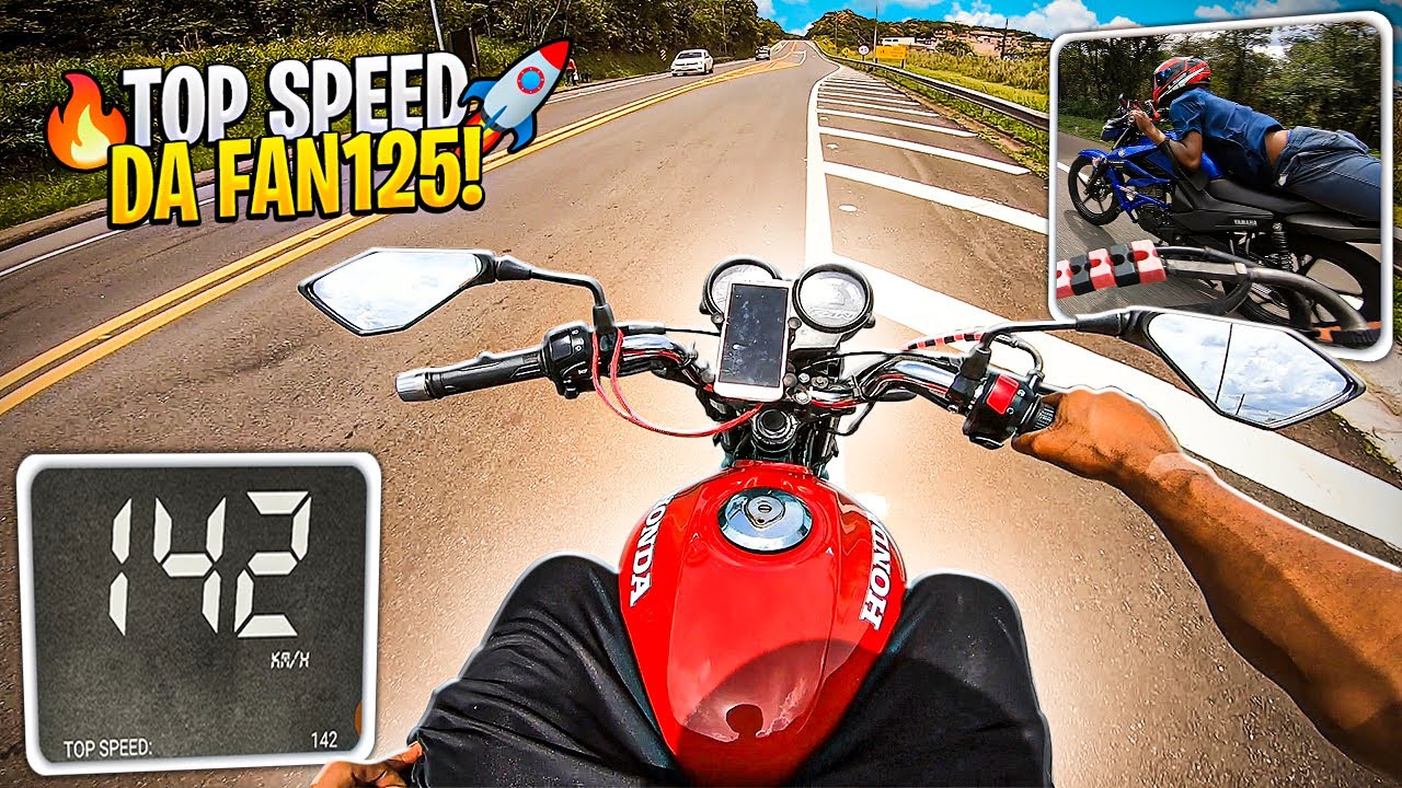 TOP SPEED FAN 125 VS FAZER 150 E TITAN CARBURADA!