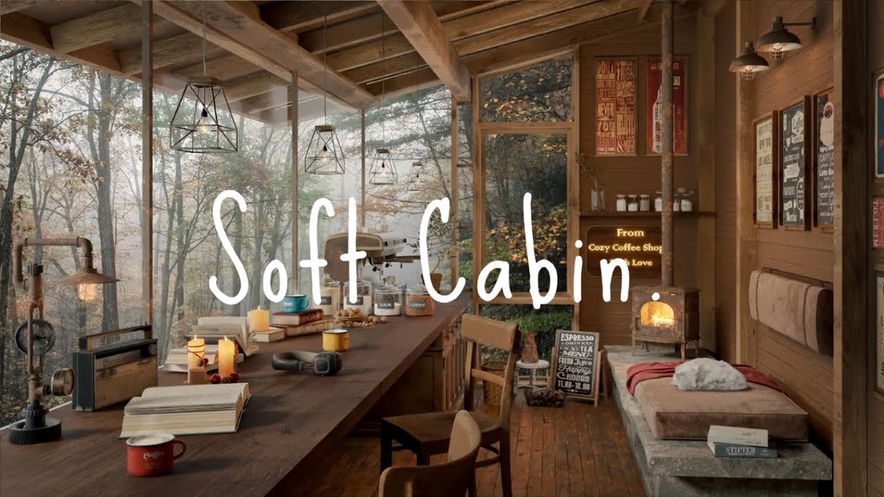 A Warm Cup by the Window |  Peaceful Coffee Shop Ambience on a Rainy Forest Day. ☕