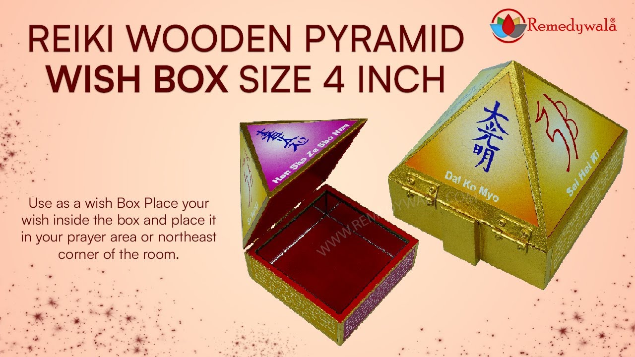 Remedywala Reiki Wooden Pyramid Wish Box Size 4 inch #remedywalaWoodenPyramidWishBox