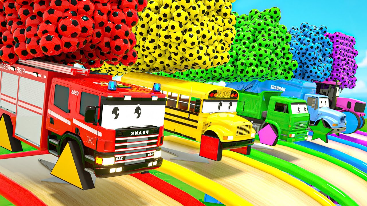Baby Shark + Wheels On the Bus - Shaped soccer balls and shaped wheels - Nursery Rhymes & Kids Songs