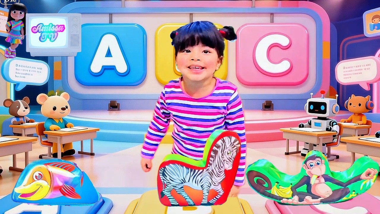 Cores e animais 🩵🐒 - A B C Quiz