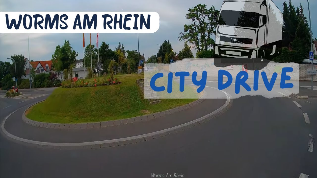 Driving the Truck in Germany, Worms Am Rhein, With the truck in the city
