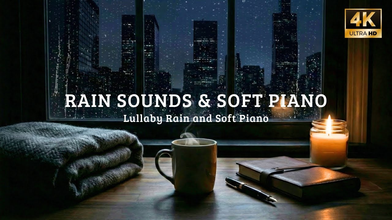 Relaxing Piano & Rain | Real Rain Storm on Glass View | Deep Healing Sleep & Recovery