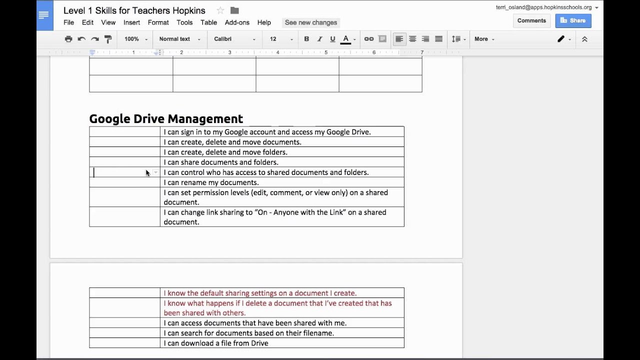 Formatting Tables in Google Docs