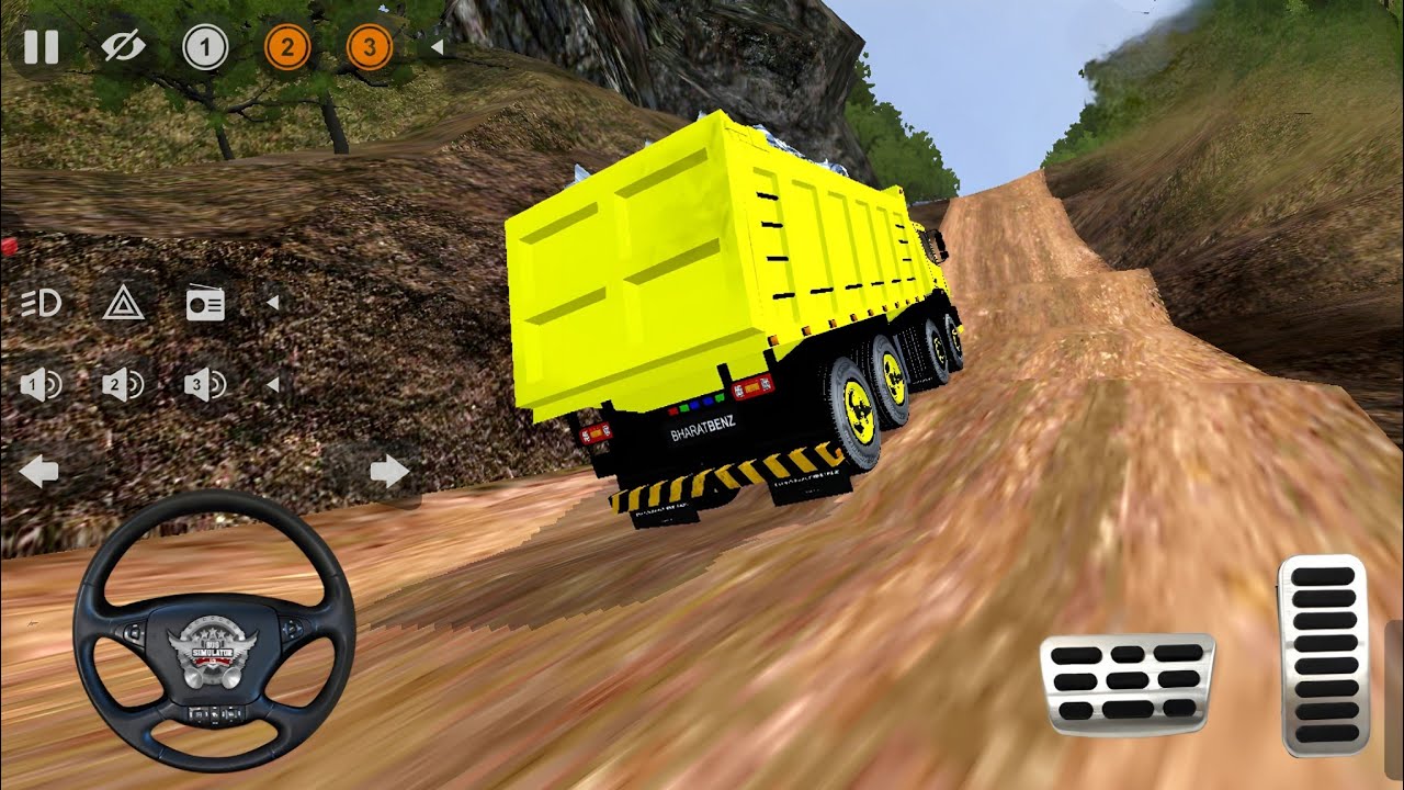 INDIAN BROKEN OFF-ROAD BHARTH BENZ HEAVY TRUCK DRIVING | BUS SIMULATOR INDONESIA