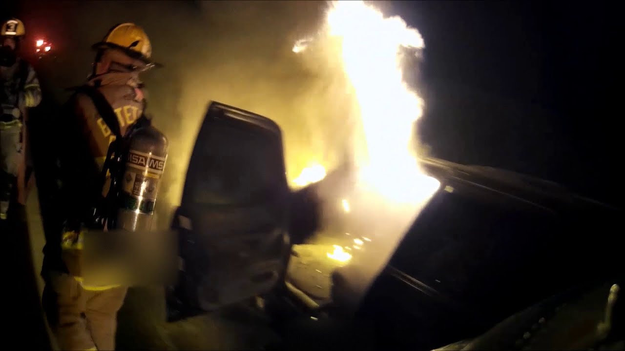BVFD Engine 3 Response and Helmet Cam for Vehicle Fire 12/15/17