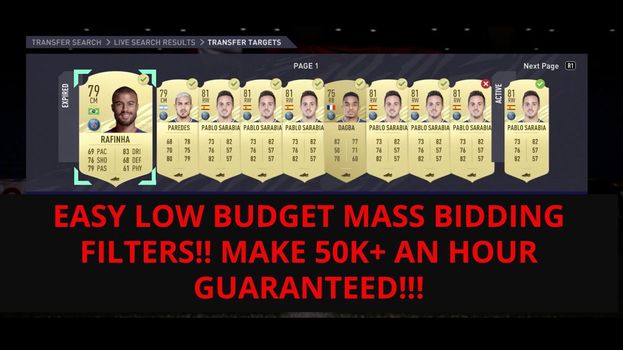FIFA 21 TRADING TIPS - EASY LOW BUDGET MASS BIDDING - MAKE 50K+ AN HOUR  - FIFA 21 TRADING TIPS!