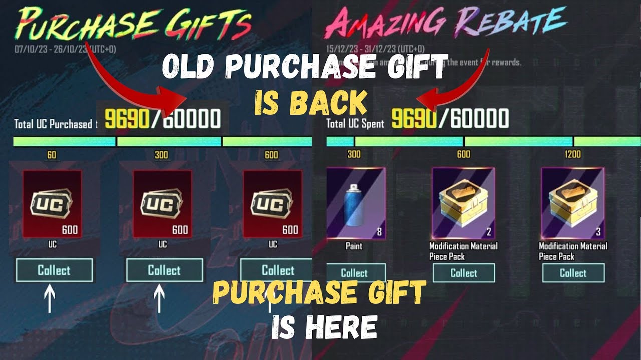 😱 New Purchase Gift & Amazing Rebate Events Release Dates | Free UC And Materials | PUBG MOBILE