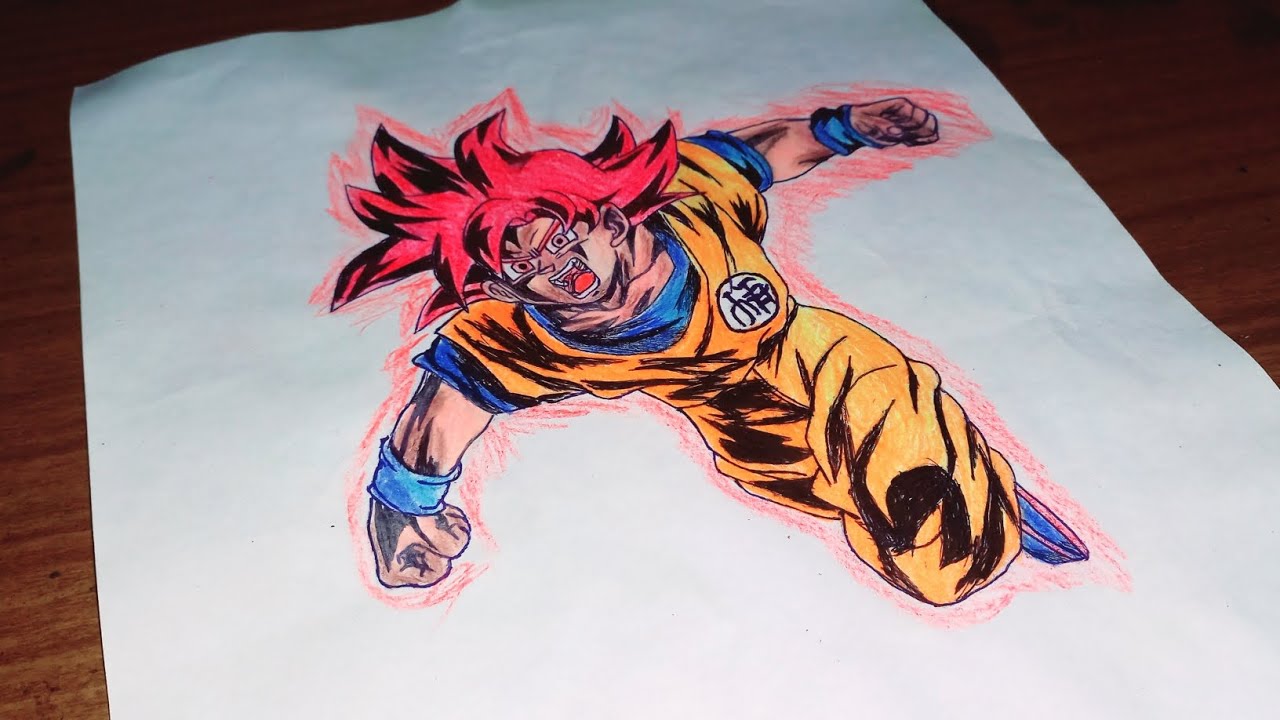 Como desenhar goku ssj deus/ passo a passo 💢