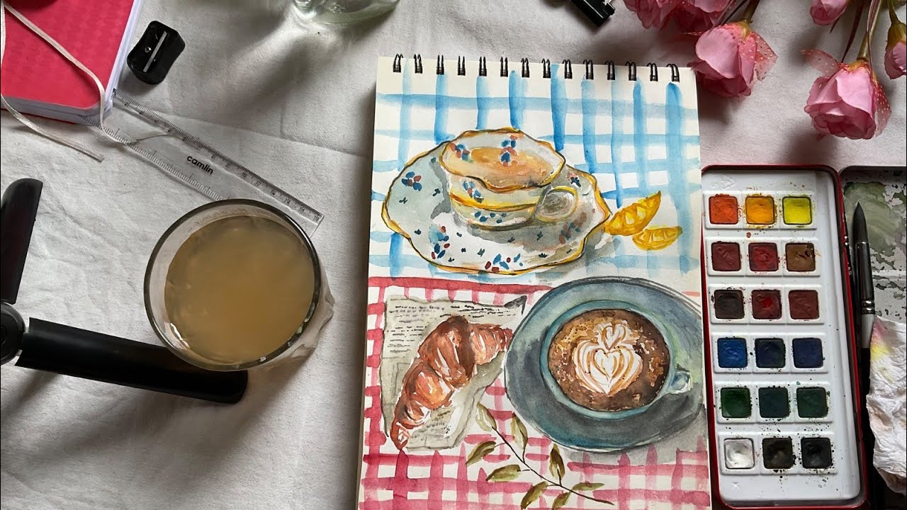 Vintage water colour painting ☕