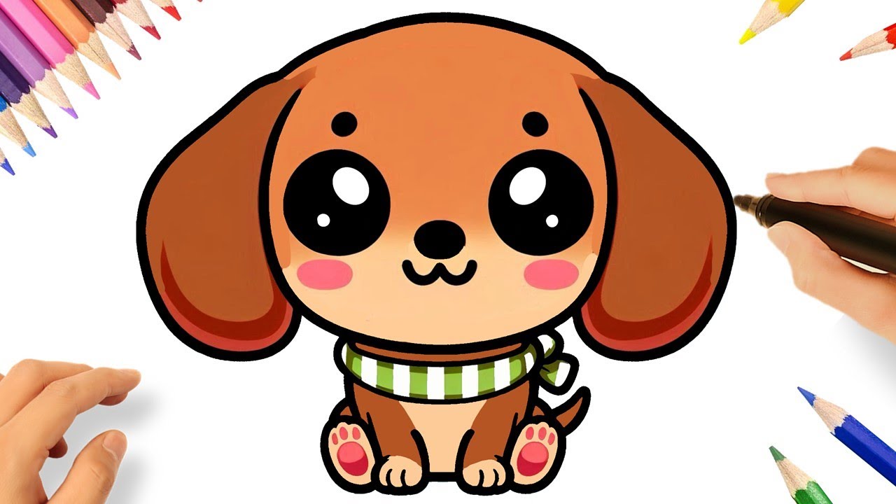 CÓMO DIBUJAR UN PERRITO SALCHICHA KAWAII FACIL
