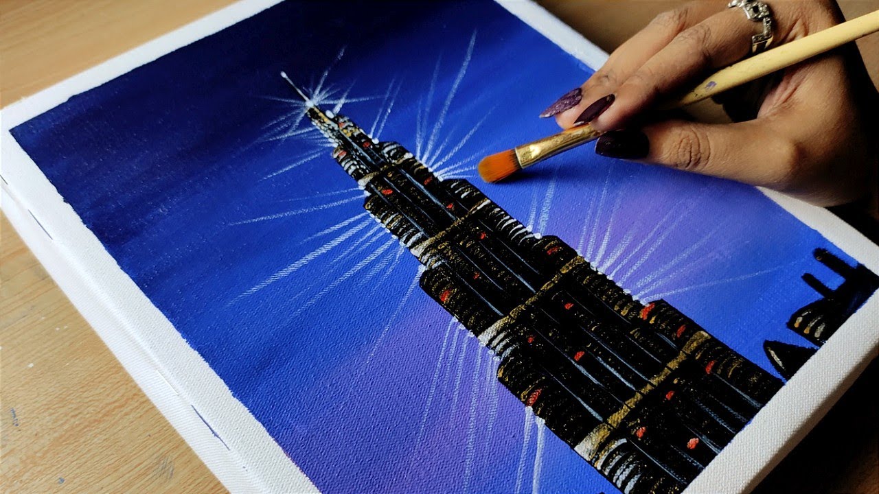 Painting Burj khalifa / How To Draw Burj khalifa / Step By Step
