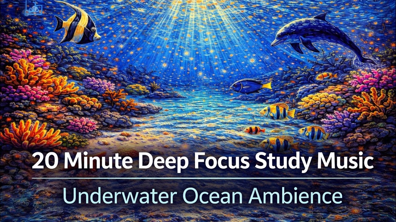 20 Minute Deep Focus Study Music | Underwater Ocean Ambience for Studying