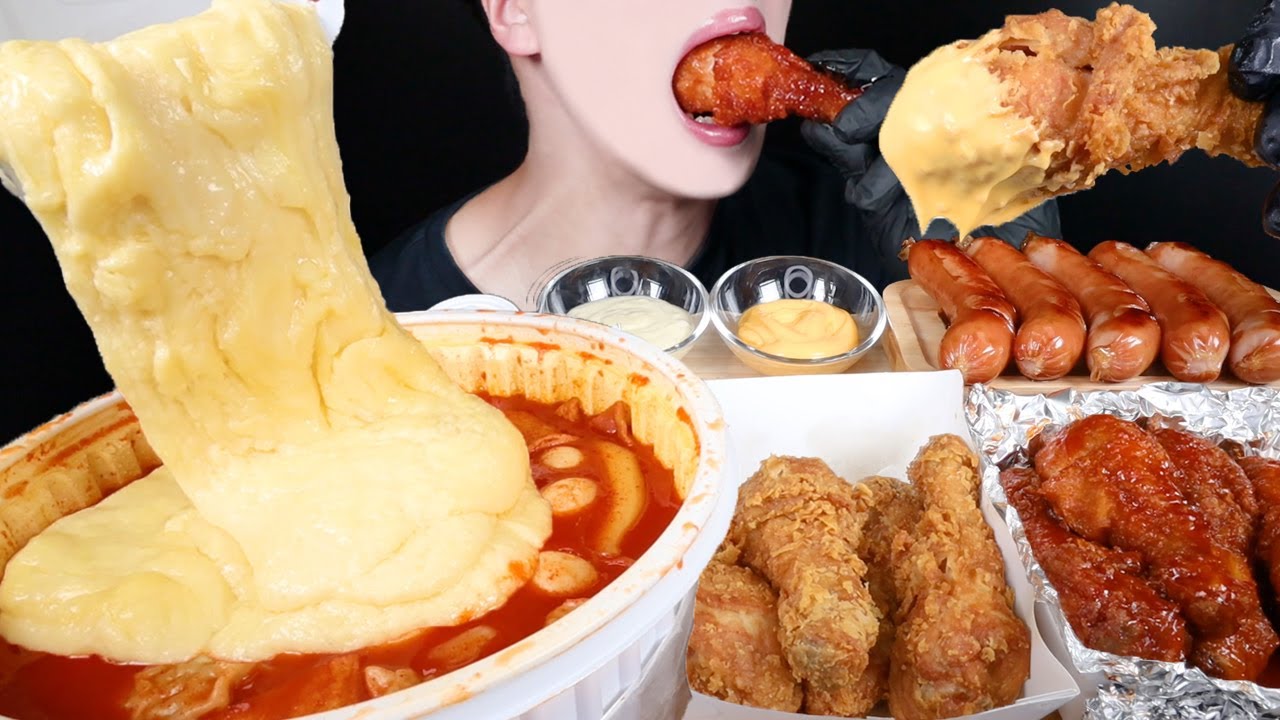 ASMR SPICY TTEOKBOKKI MOZZARELLA CHEESE BBQ CHICKEN MUKBANG 응급실 떡볶이 치즈추가 치킨 먹방トッポッキ 咀嚼音EATING SOUNDS