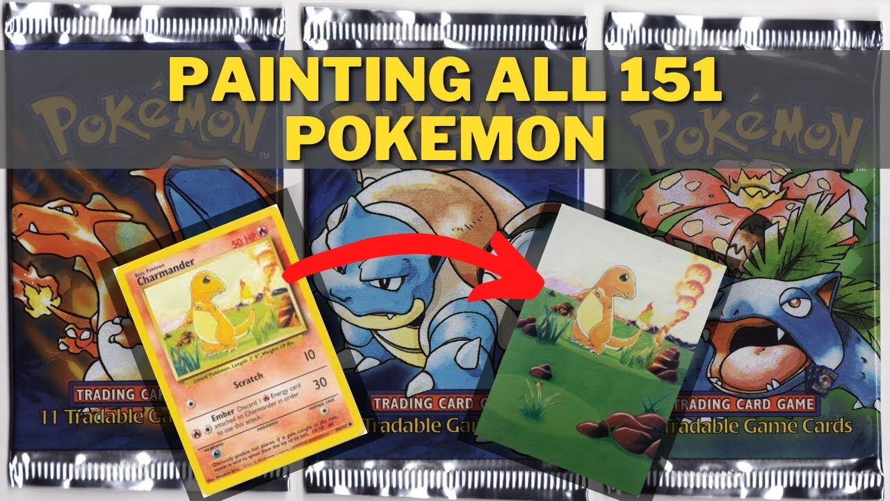 PAINTING ALL 151 BASE SET POKEMON CARDS - #1 - Charmander