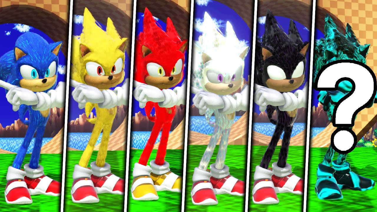 EVOLUTION OF SONIC MOVIE FORMS IN SUPER SMASH BROS (DARK,SUPER,HYPER,FIRE AND MORE)