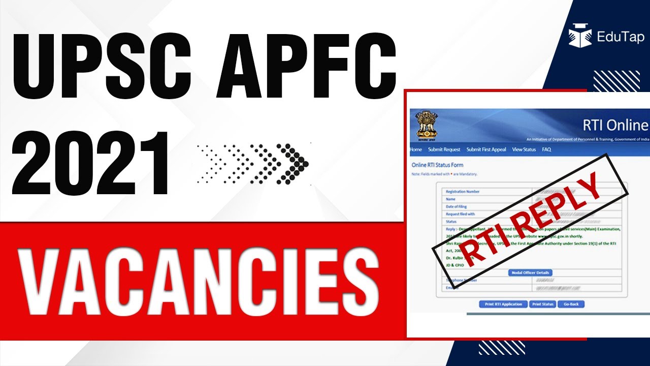 UPSC APFC 2023 Notification | Number of Vacancies as per RTI by EPFO | UPSC APFC Recruitment
