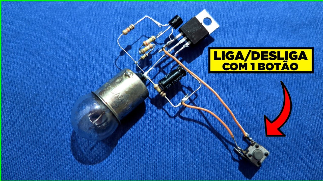 Como fazer um circuito liga/desliga com um único botão usando mosfet simples [ DIY ]