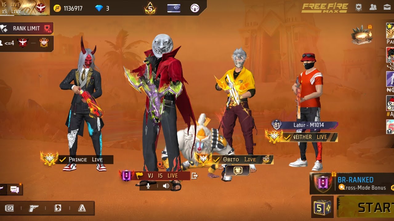 FREE FIRE LIVE WITH (VJ IS LIVE) #zerox