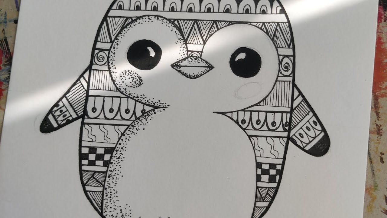 Penguin with Fineliners 2 
