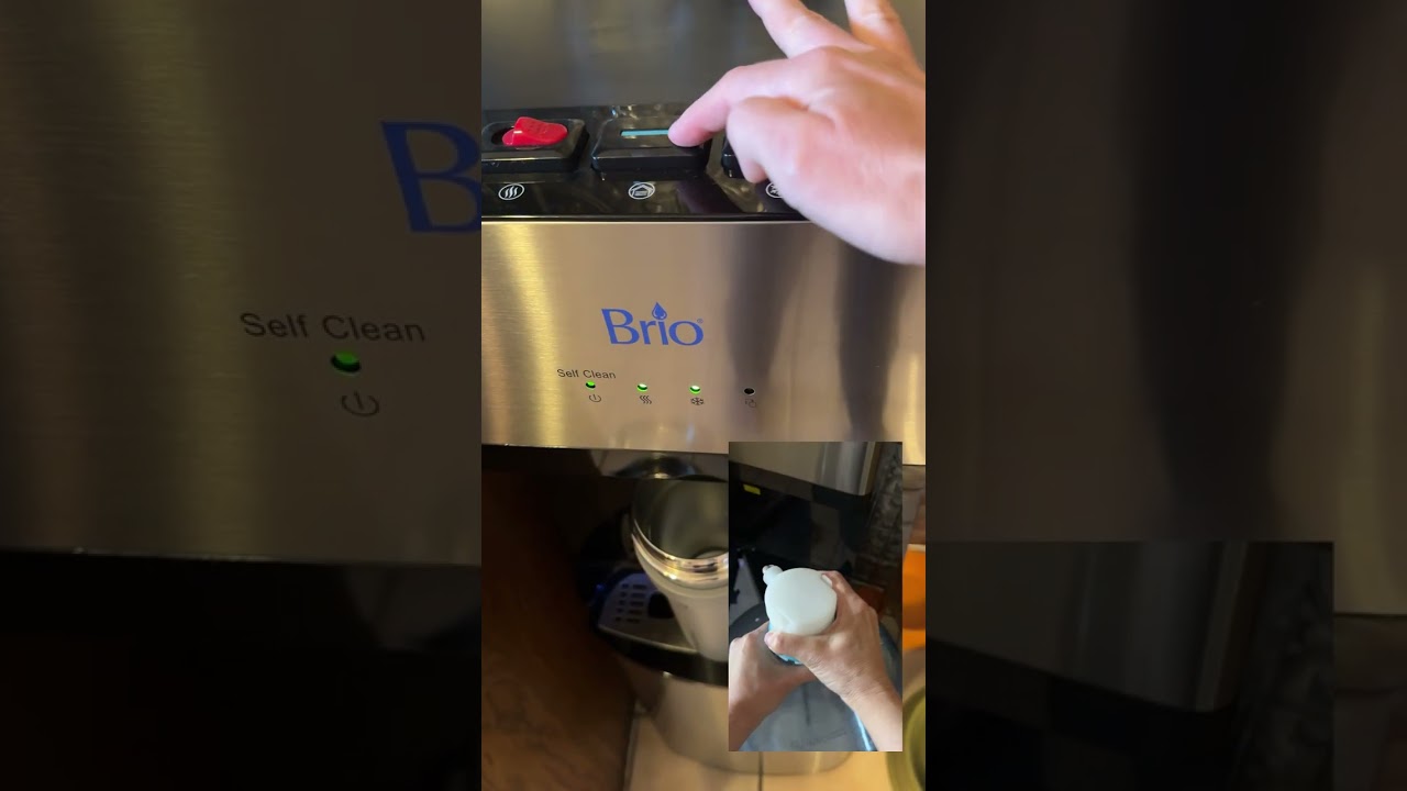 Small Details and Hear the Cleaning Mode of the Brio Bottom Loading Water Dispenser