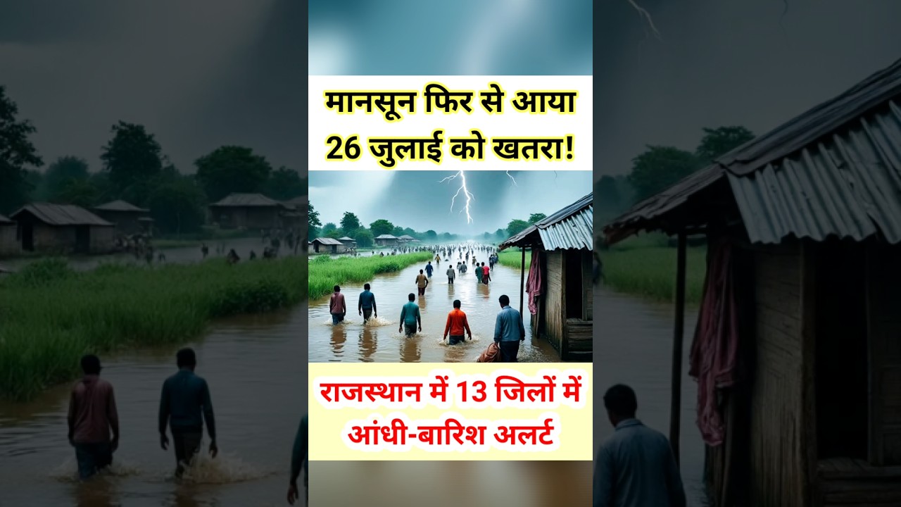 राजस्थान के 13 जिलों में आंधी बारिश का अलर्ट! 26 जुलाई को खतरा! #shorts #trending #monsoon