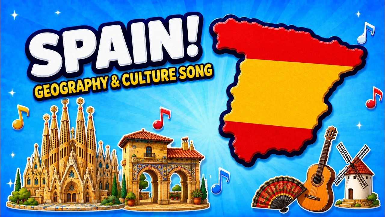 Spain Geography and Culture Song For Kids | Learn Fun Facts About Spain