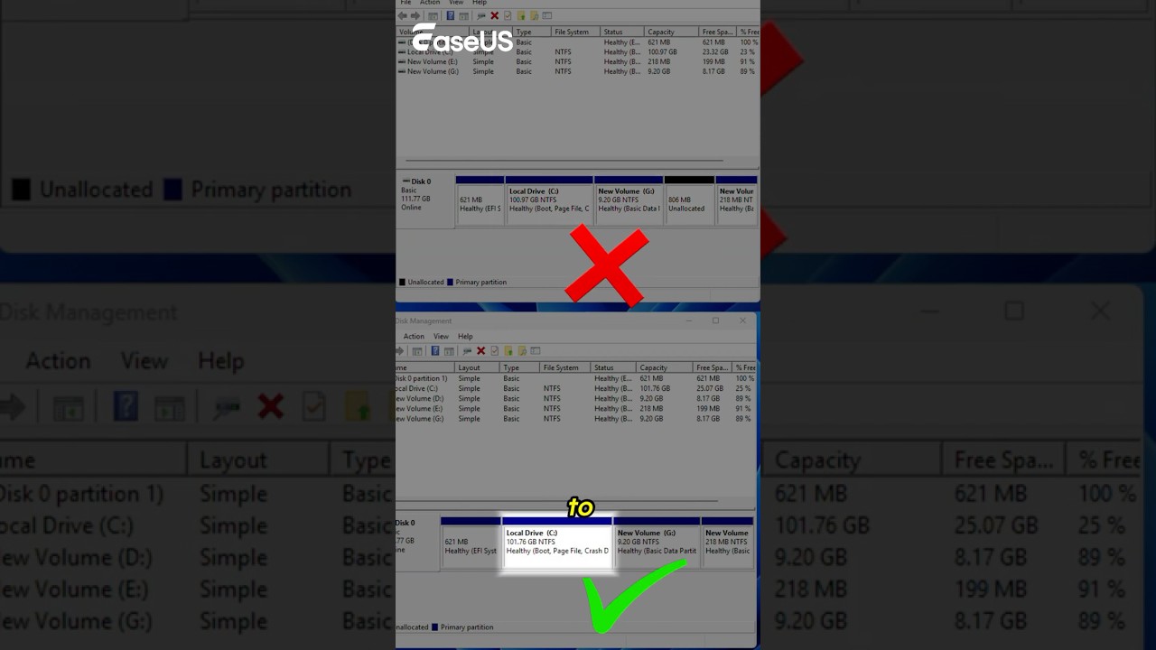 Как переместить нераспределенное пространство на диск C #pctips #techtips #cdrive