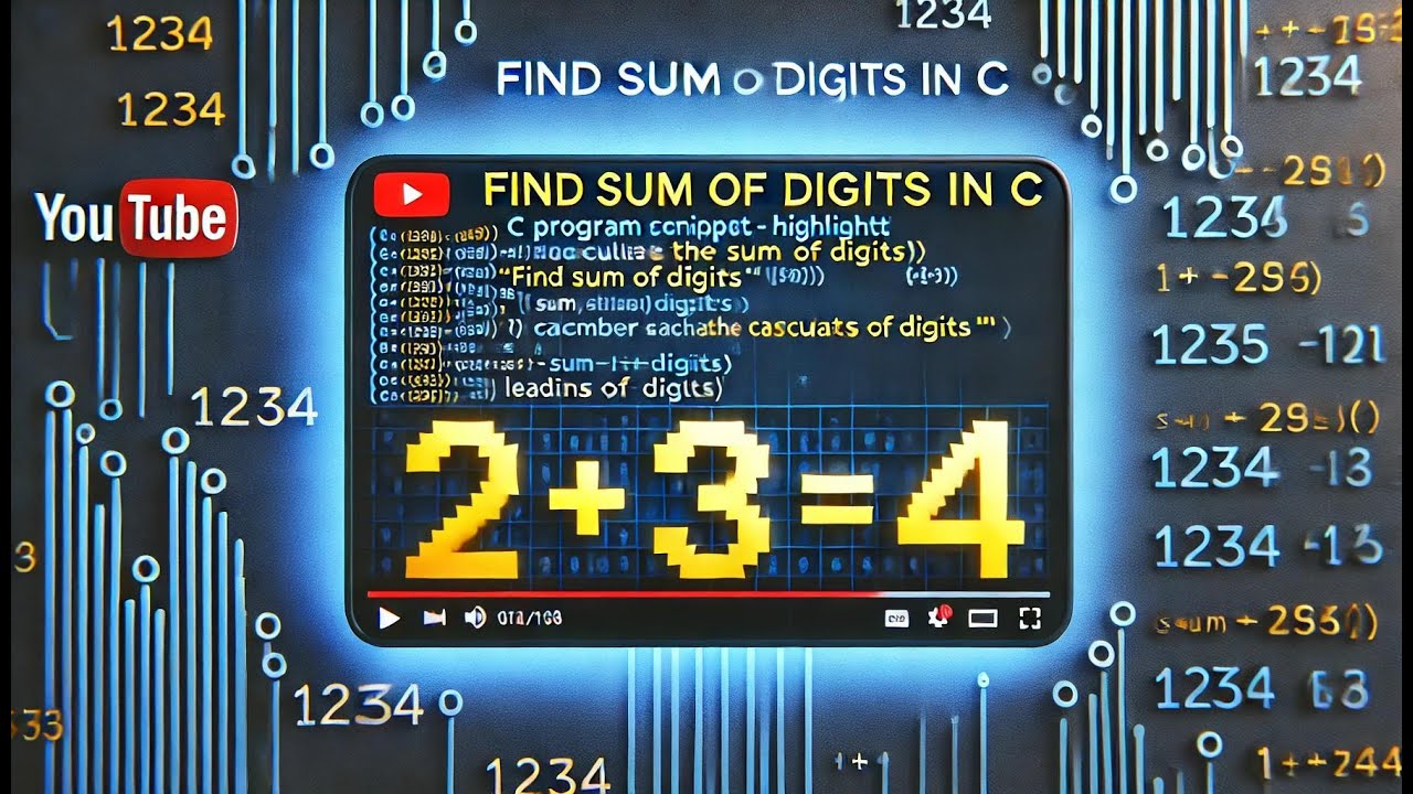 Find the Sum of Digits in C | Simple C Program Explained (Exercise 1)